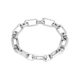 Sterling Silver Chunky Interlocking Detachable Chain Bracelet