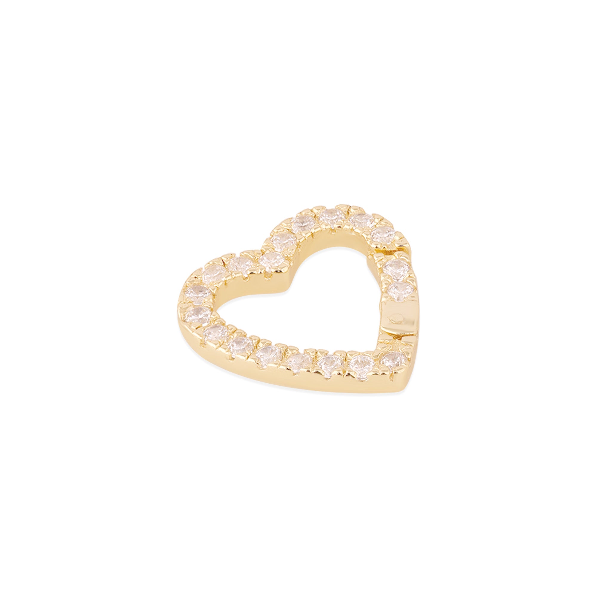 Gold heart-shaped pendant with embedded diamonds on a white background - seolgold