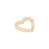 Gold heart-shaped pendant with embedded diamonds on a white background - seolgold