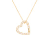 Gold heart-shaped necklace with diamonds on a white background - seolgold