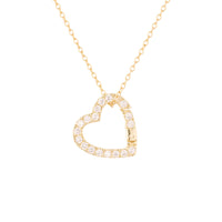 Gold heart-shaped necklace with diamonds on a white background - seolgold