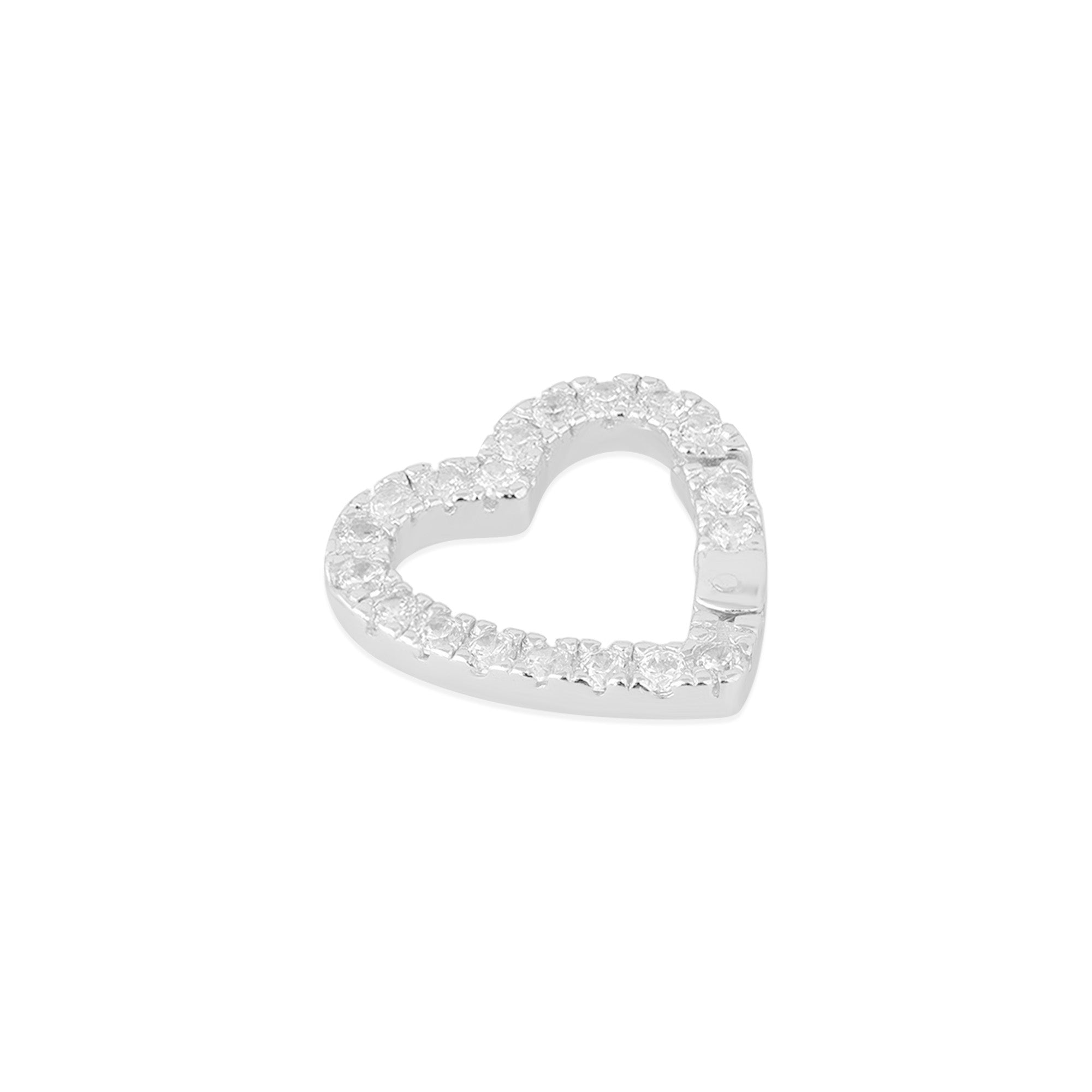 Heart-shaped silver ring with small diamonds on a white background - seolgold