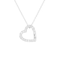 Heart-shaped diamond necklace on a white background - seolgold