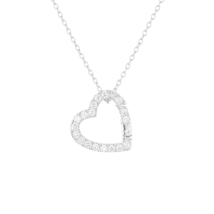 Heart-shaped diamond necklace on a white background - seolgold