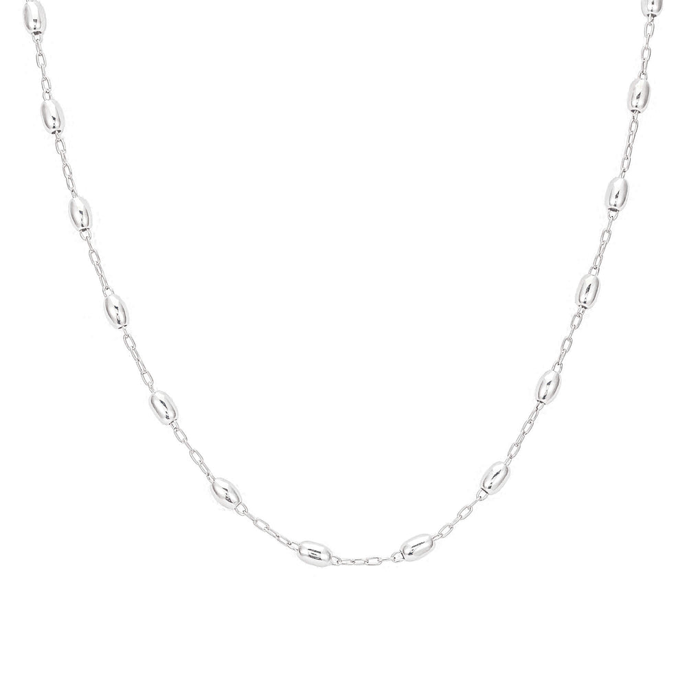 Sterling Silver Beaded Chain Necklace (Mens)