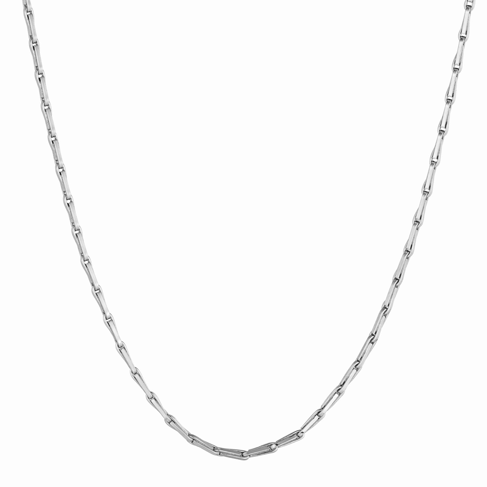 A sterling silver barleycorn chain necklace with a spring ring fitting, presented against a white background - seolgold