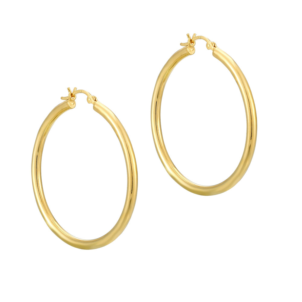 18ct Gold Vermeil Round Large Creole Hoop Earrings