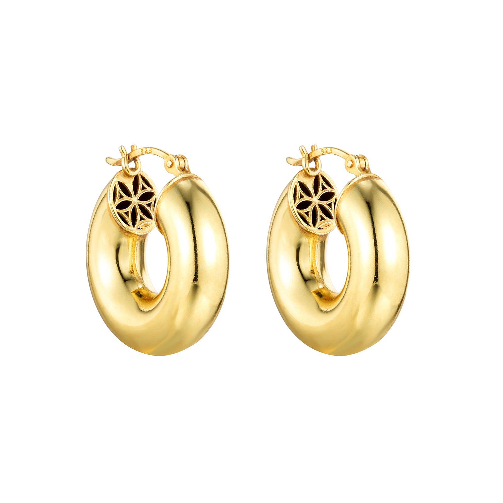  18ct Gold Vermeil Round Puffy Hoops - Seol Gold
