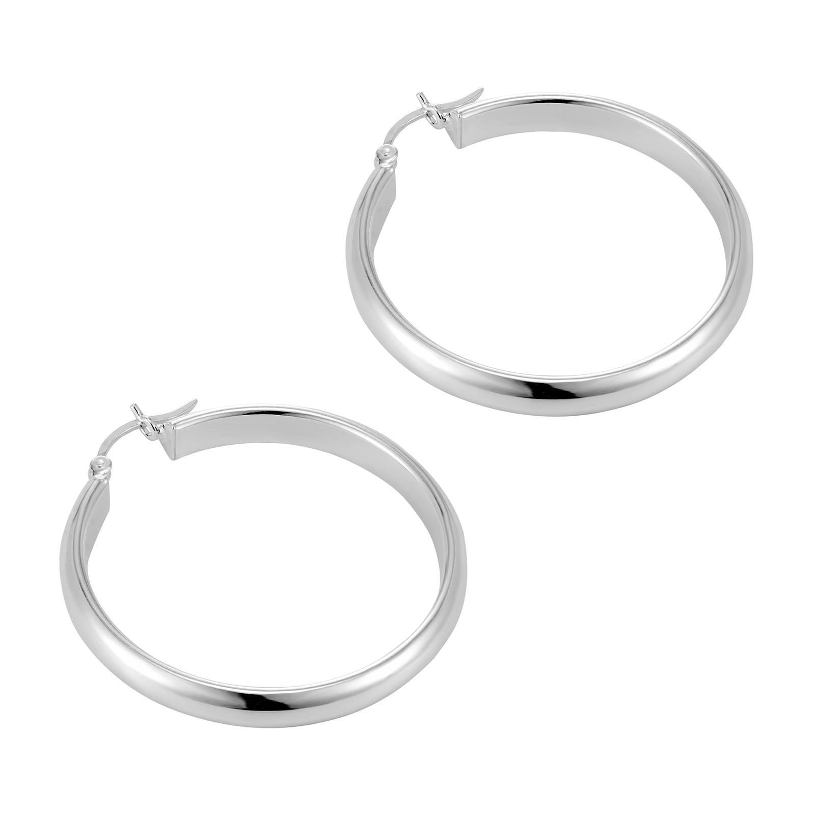 14k Gold Filled Tri-Color Silver 4mm Round Hoop Earrings, Diamond Cut Glitter Finish, 40-80mm