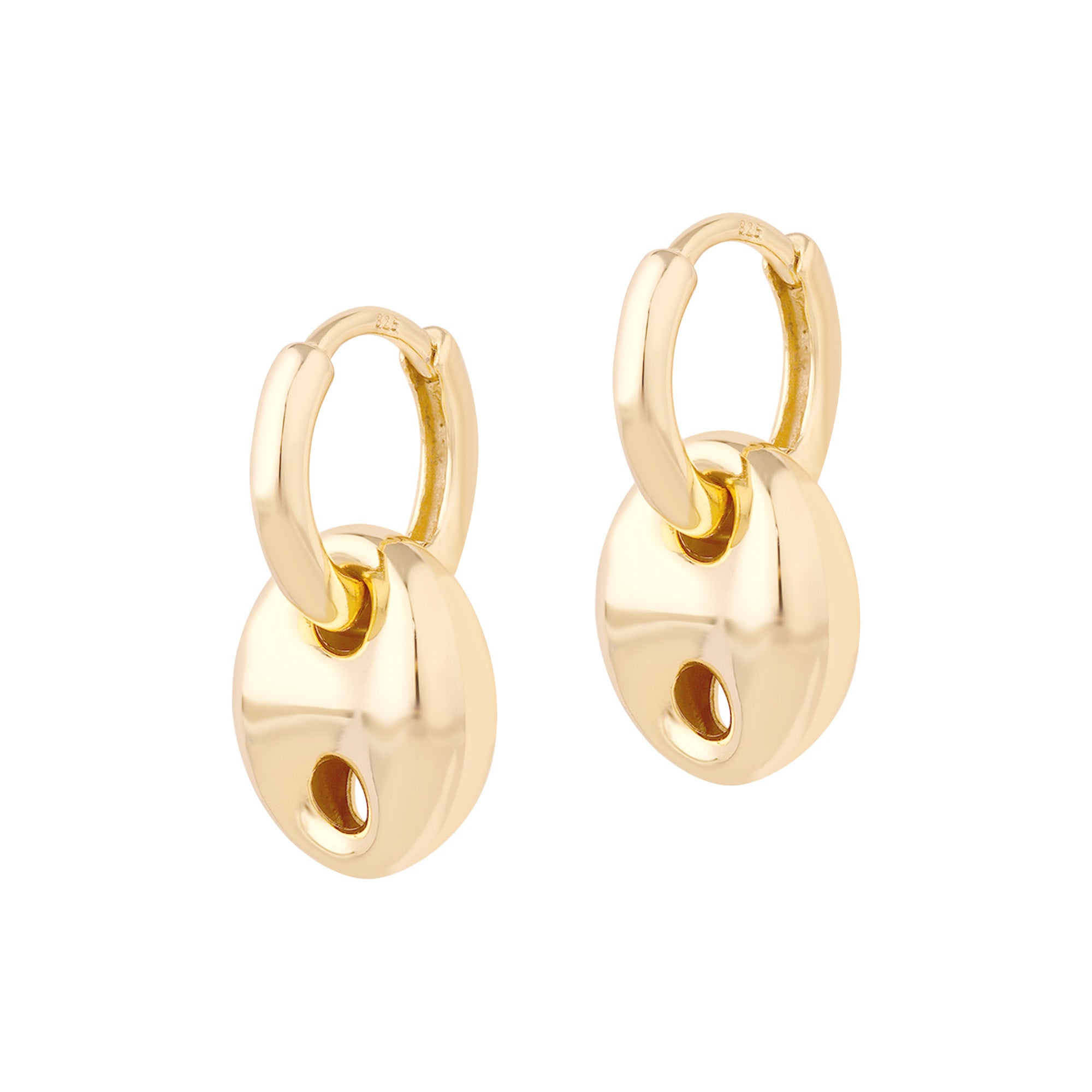 Gold hoop earrings on a white background - coffee bean hoop - gold hoop - seolgold