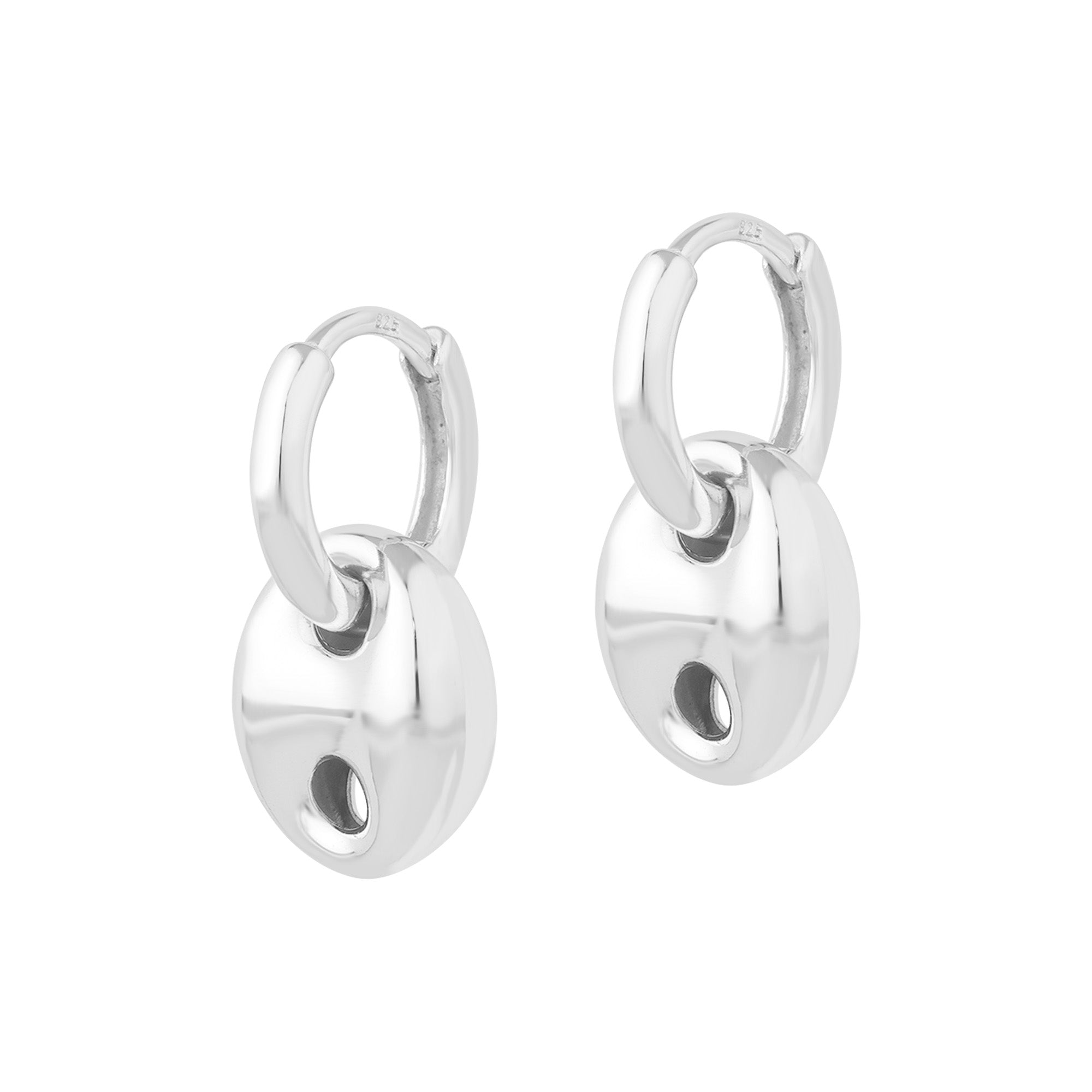 Sterling Silver Coffee Bean Hoops