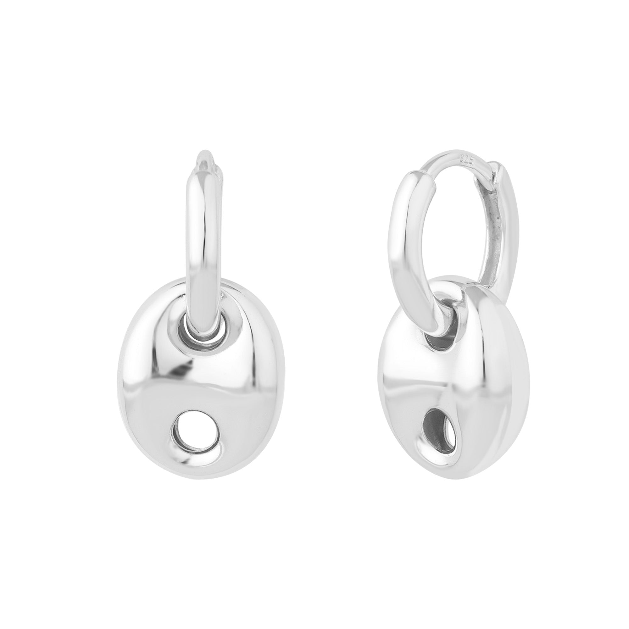 Sterling Silver Coffee Bean Hoops