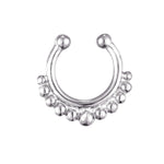Sterling Silver Bead Dotted Faux Septum Cuff