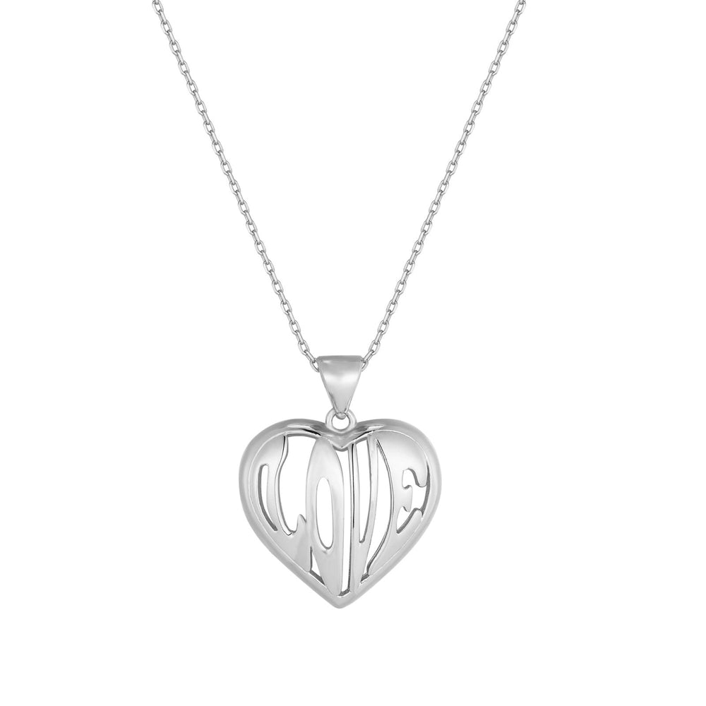 Sterling Silver Big 'Love' Heart Pendant