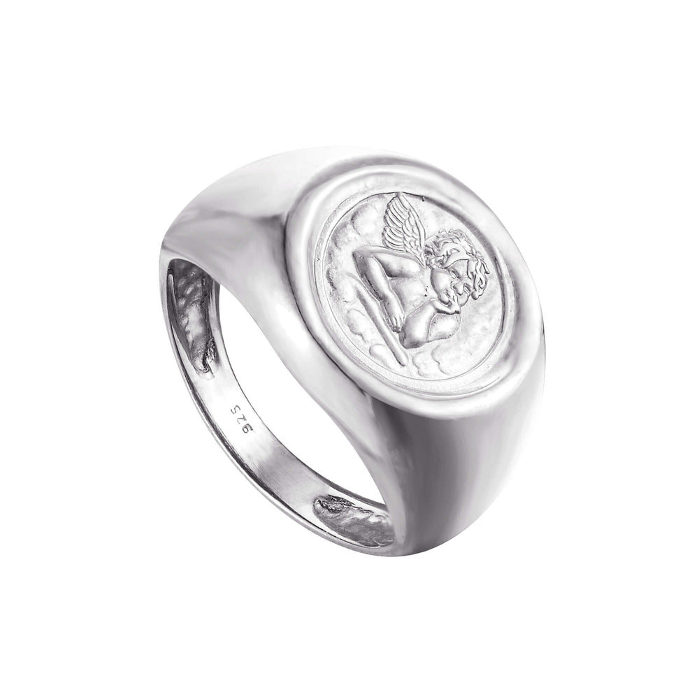 Sterling Silver Angel Cherub Signet Ring