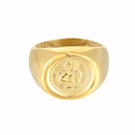 18ct Gold Vermeil Angel Cherub Signet Ring (Mens)