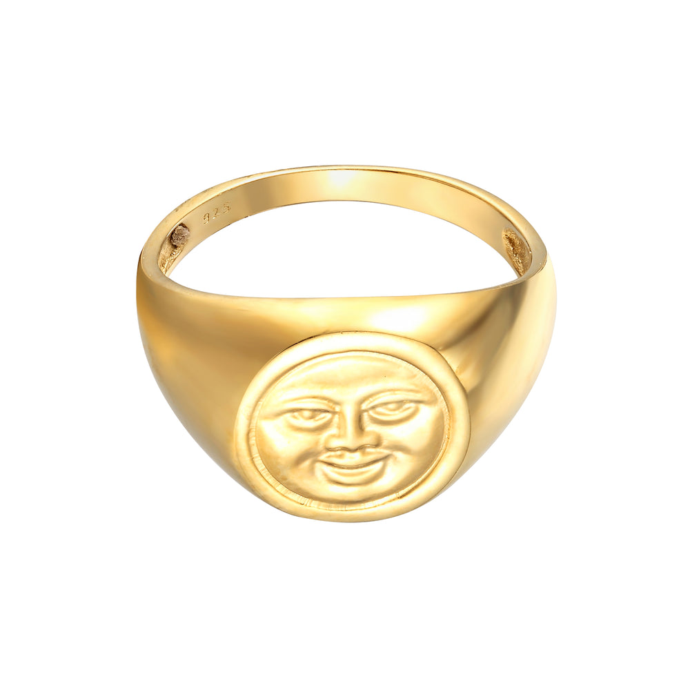 18ct Gold Vermeil Moon Signet Ring (Mens)