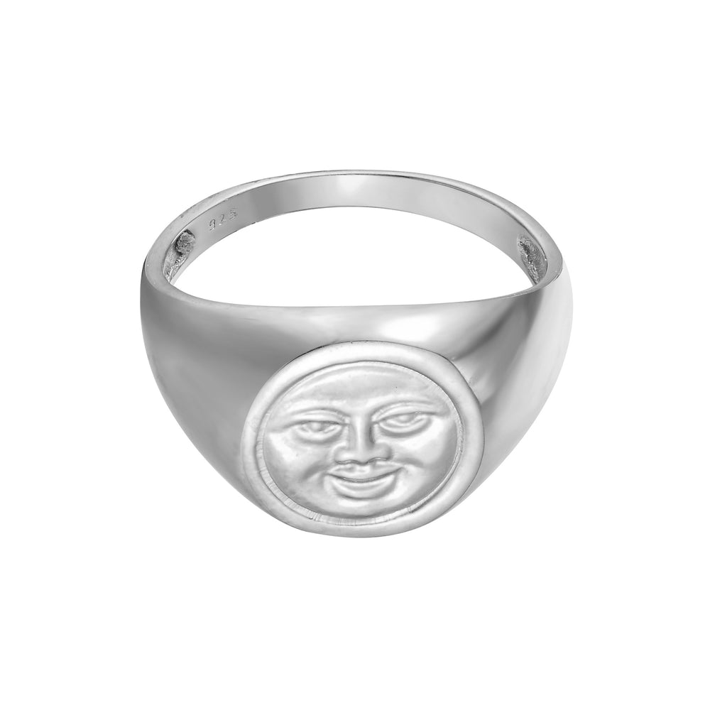 Sterling Silver Moon Signet Ring (Mens)