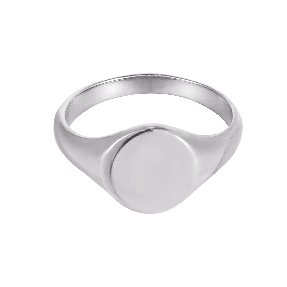 Sterling Silver Round Signet Ring (Mens)