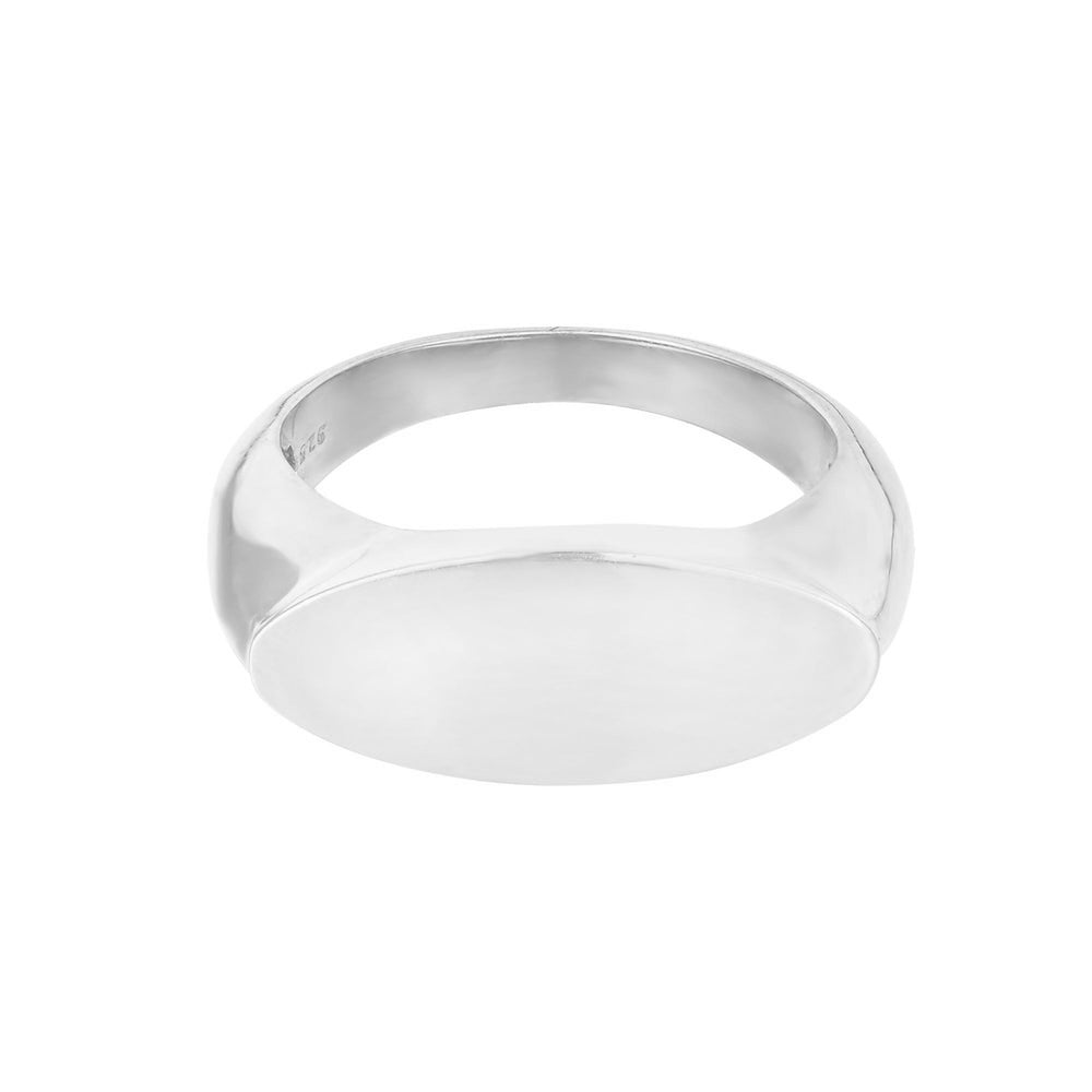 Sterling Silver Oval Bar Signet Ring