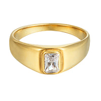 Seol Gold - Chunky Baguette cz Ring 