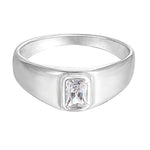 Sterling Silver Chunky Baguette CZ Ring