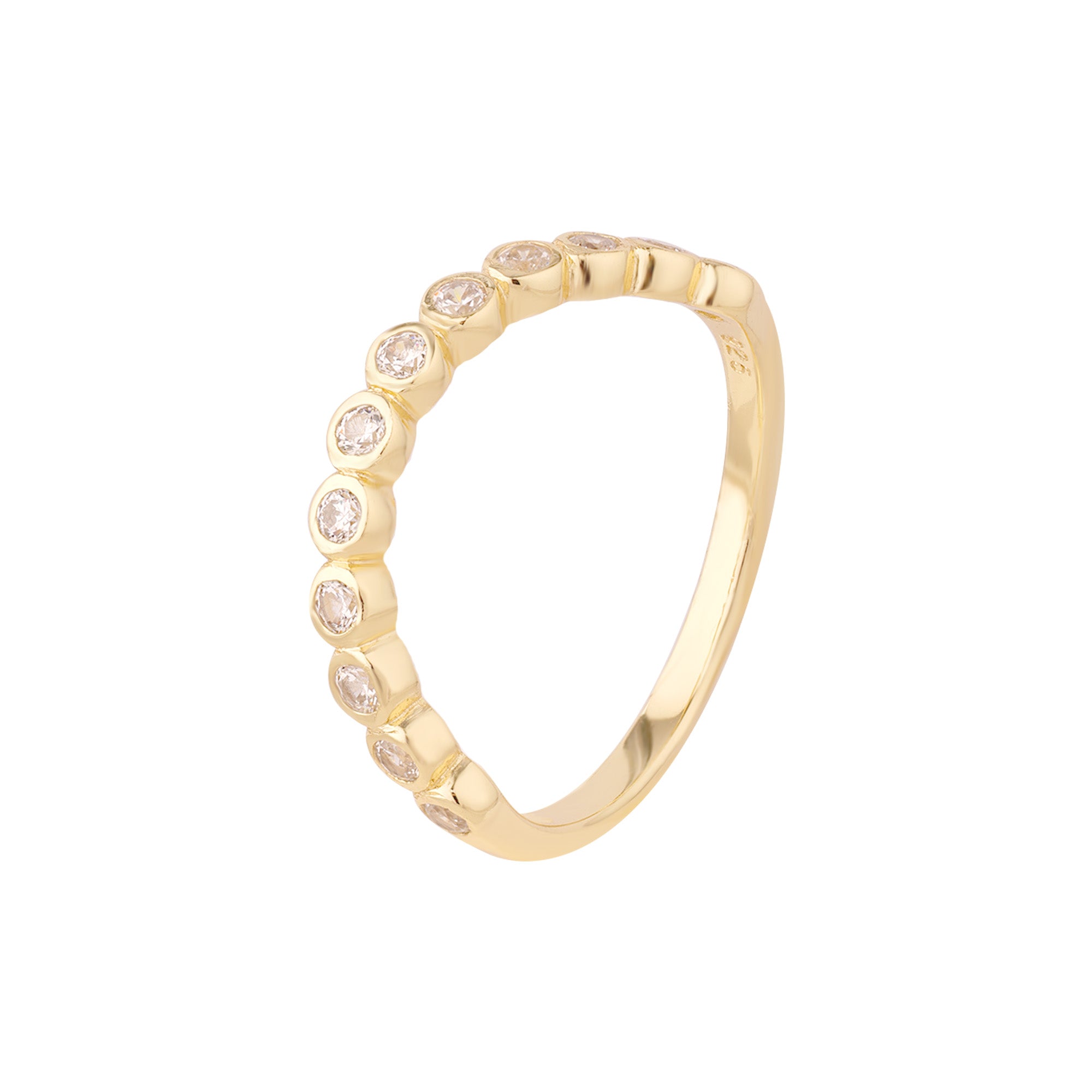 Gold ring with small diamonds on a white background - seolgold