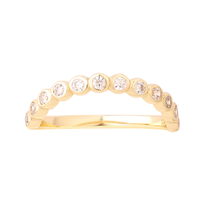 Gold arch ring with small diamonds on a white background -  seolgold