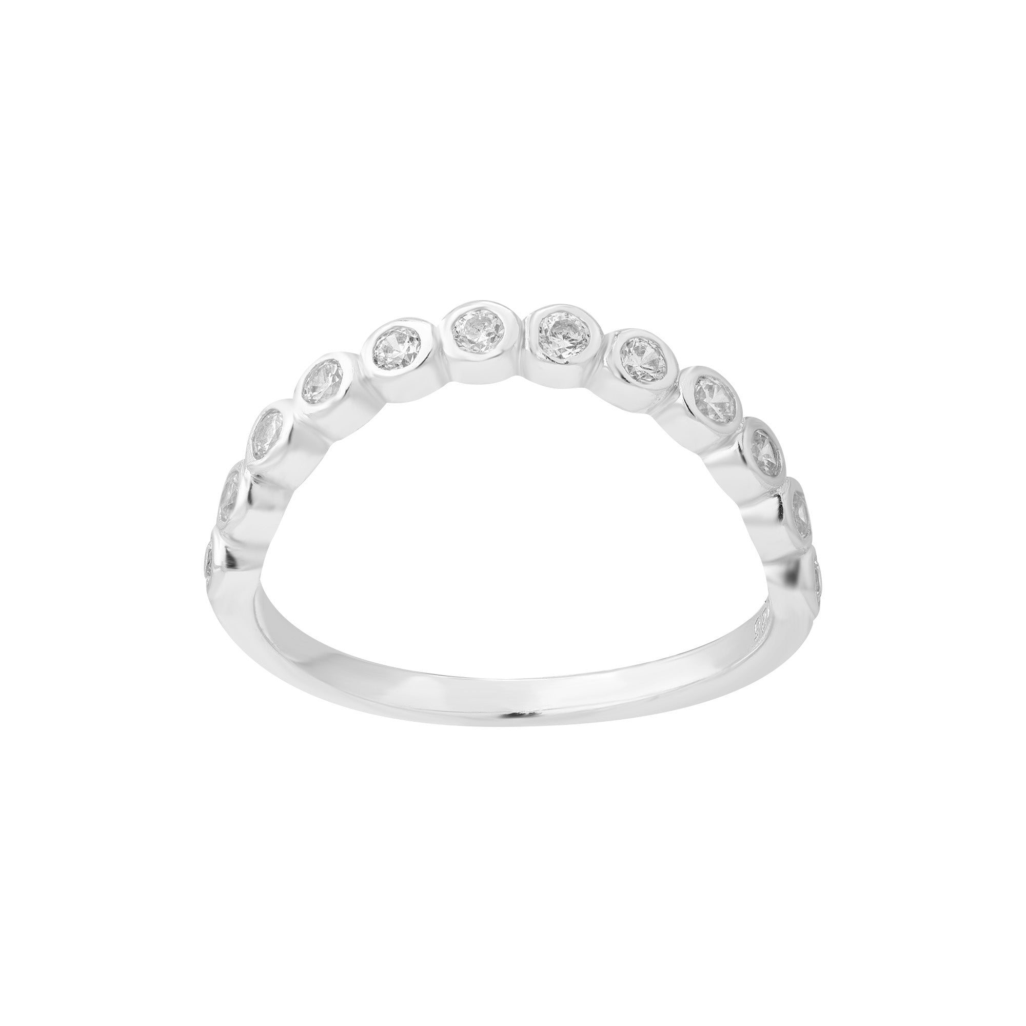 Silver ring with small diamonds on a white background - seolgold