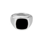 Sterling Silver Onyx Square Signet Ring (Mens)