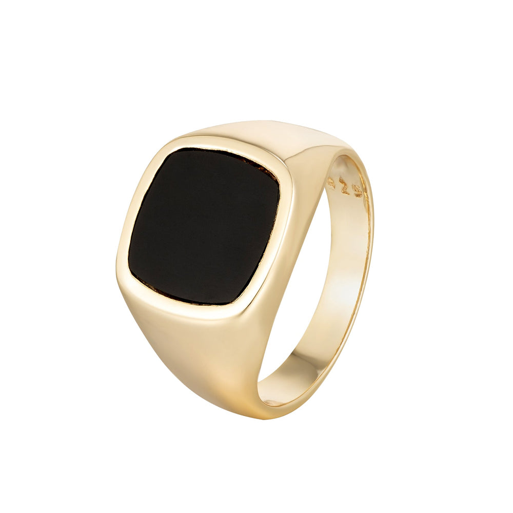 gold onyx signet ring - seolgold