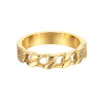 thick - gold chain ring- seol gold