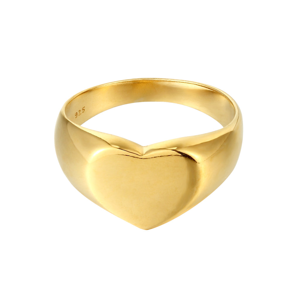18ct Gold Vermeil Chunky Heart Signet Ring