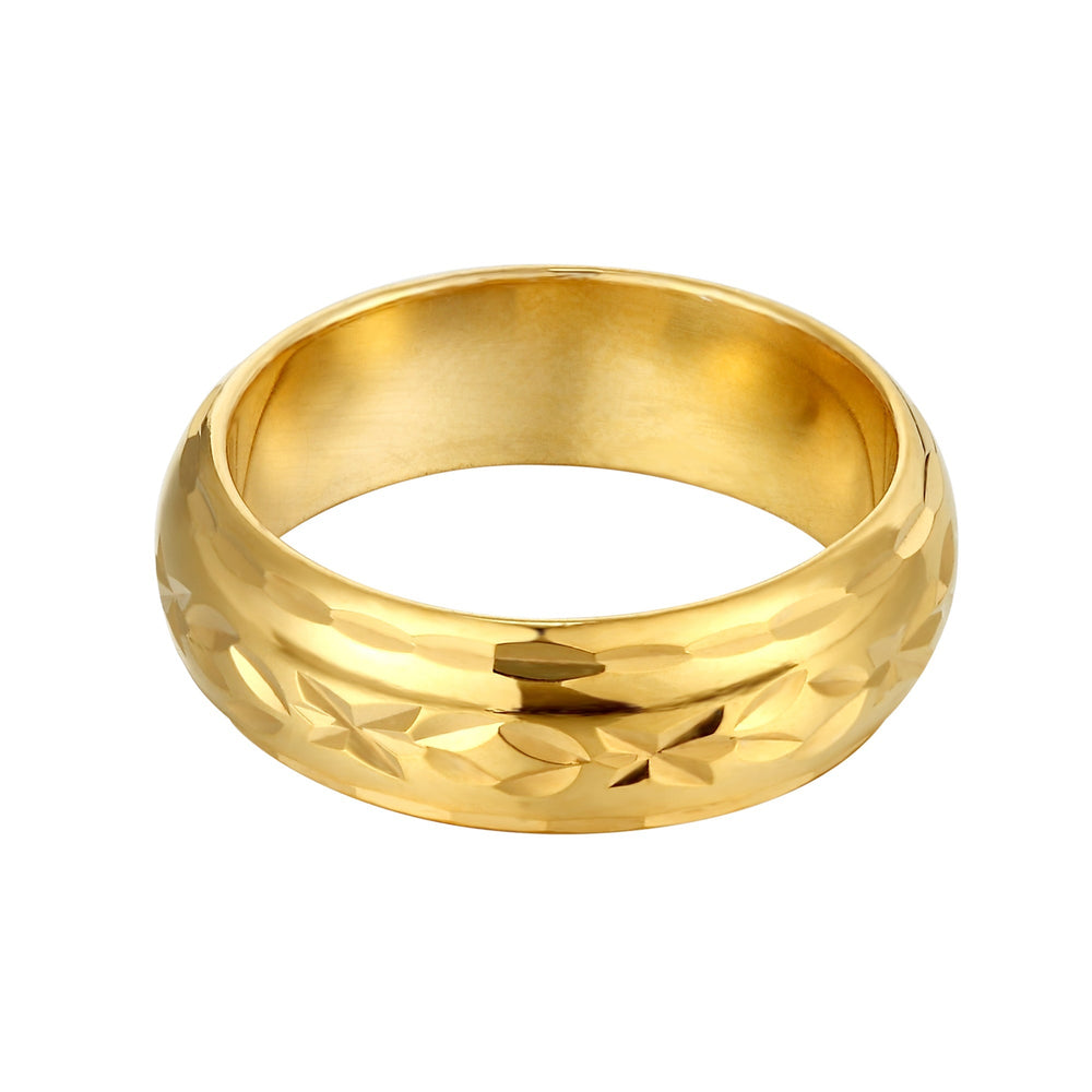 18ct Gold Vermeil Engraved Wide Band Ring