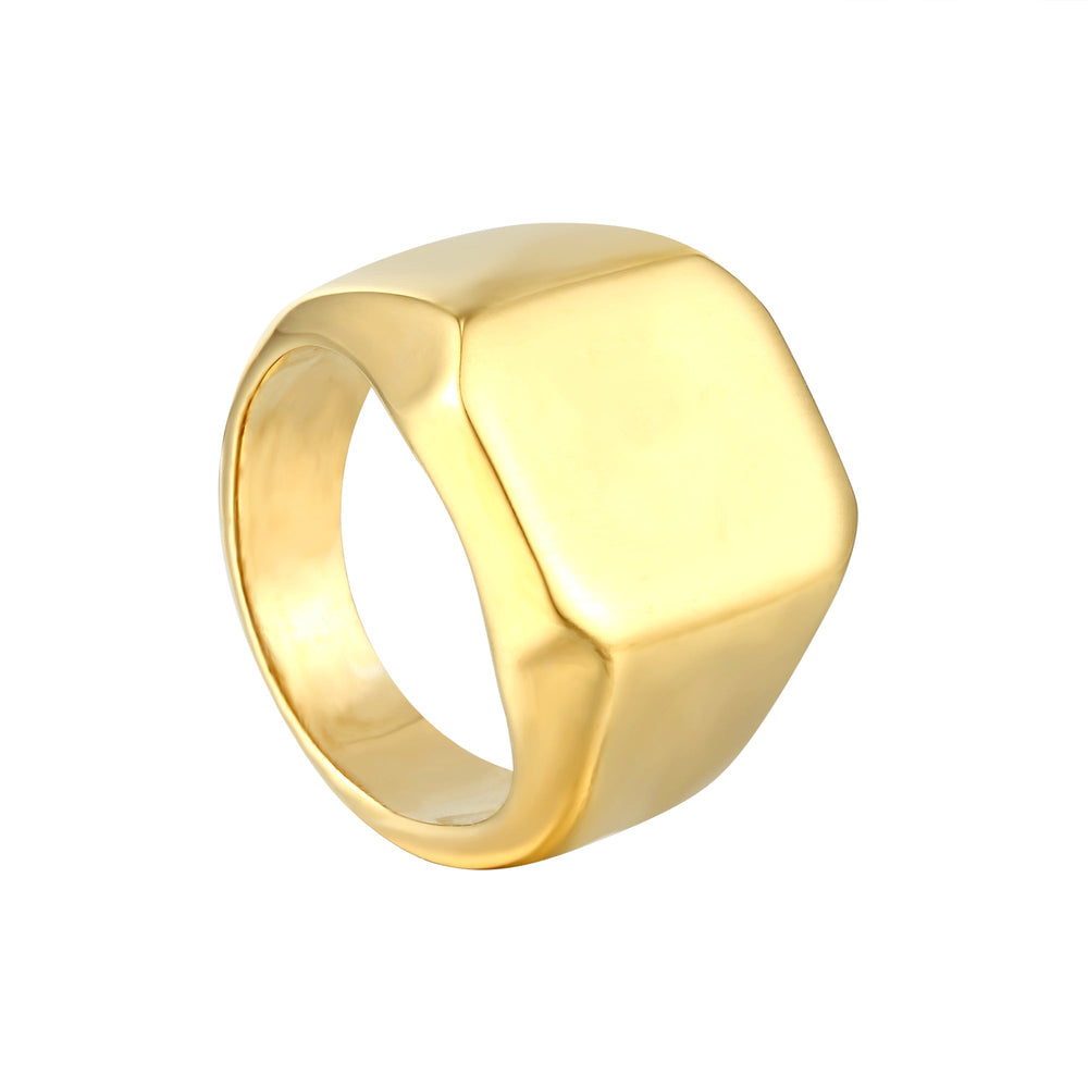 18ct Gold Vermeil Square Signet Ring (Mens)
