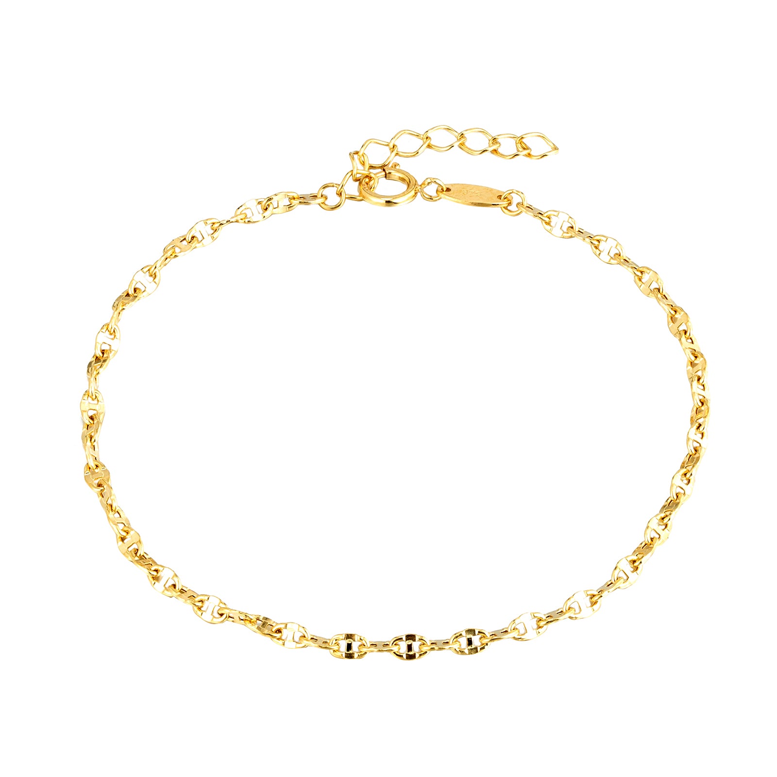 9ct Solid Gold Fine Mariner Chain Bracelet - seolgold