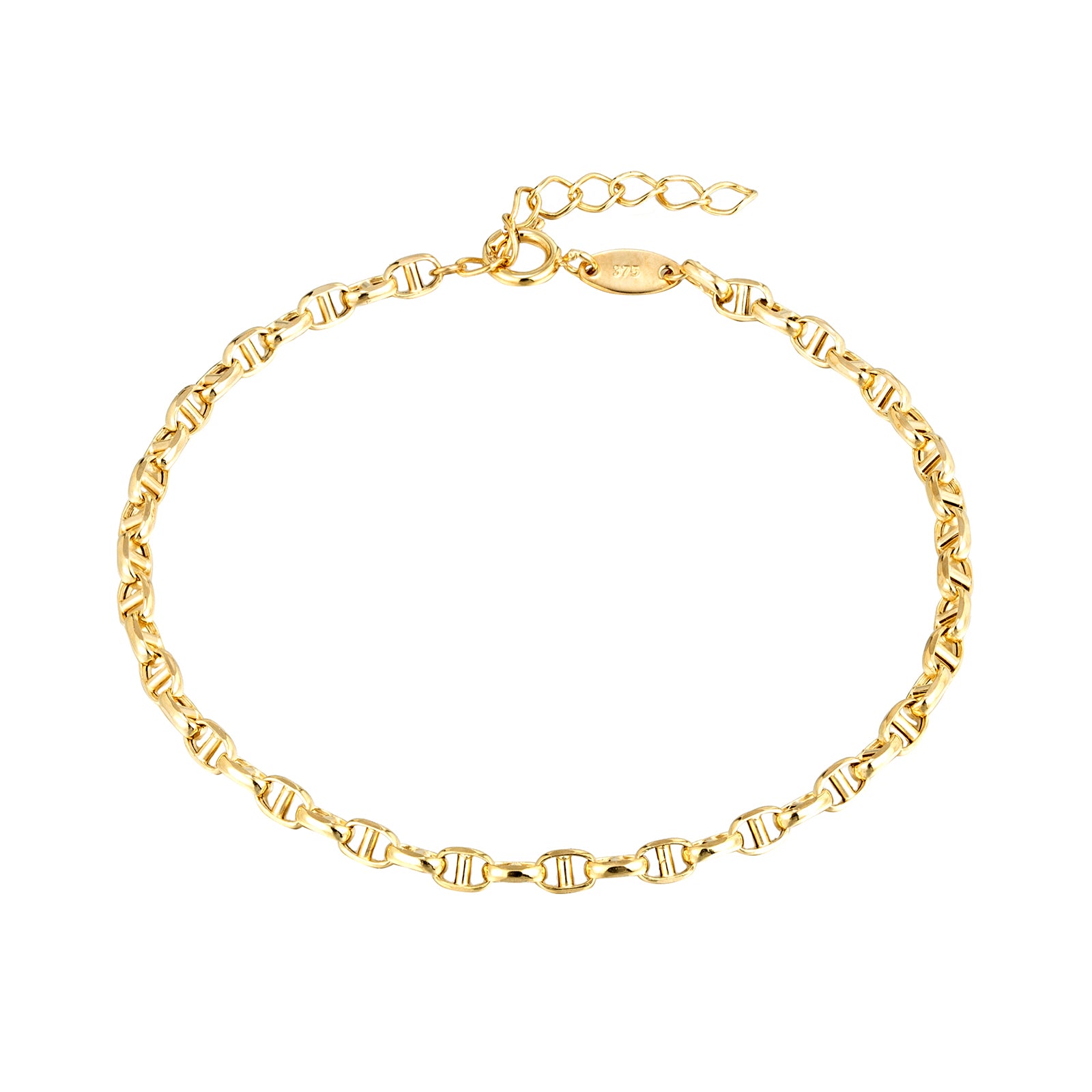 9ct Solid Gold Mariner Chain Bracelet - seolgold
