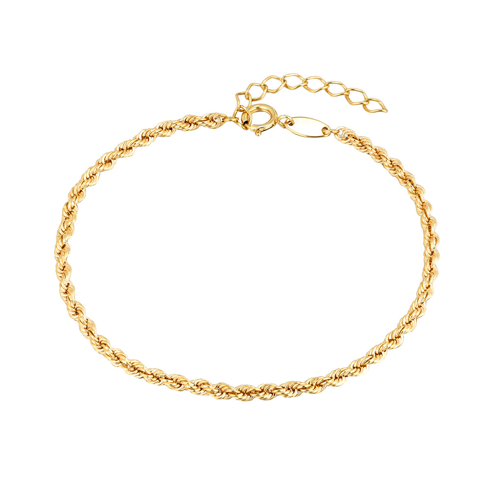 9ct Solid Gold Rope Chain Bracelet - seolgold