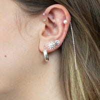 dainty cz - bead dot - cartilage  - silver helix earring - seolgold