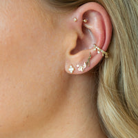 tiny star stud earring - solid gold Angel stud earring - cz charm cuff earring - seolgold