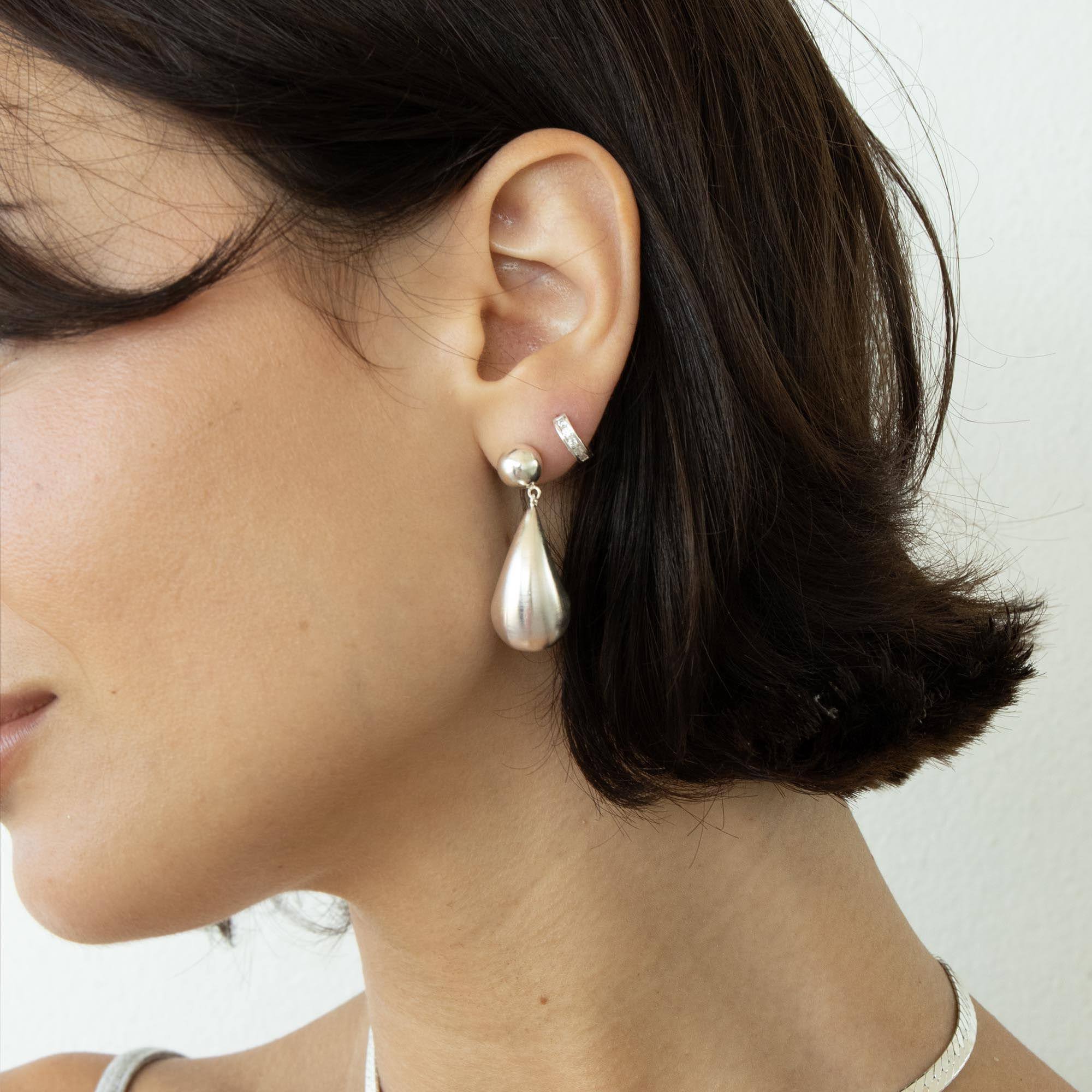Oversized Teardrop Ball Stud Earrings