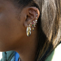 mixed metal hoop earring - pearl hoop earring - rainbow drop stud earring - pearl drop stud earring - ruby cross drop stud earring  - dangle earring - pearl - opal - opal earring - seolgold
