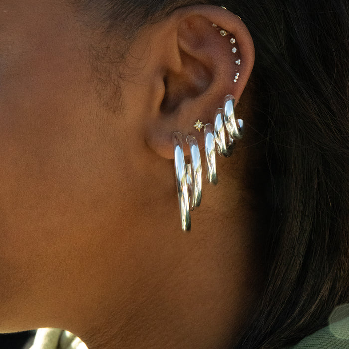 silver diamond stud earring - seolgold