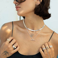 silver t-bar necklace - tbar chain - seolgold