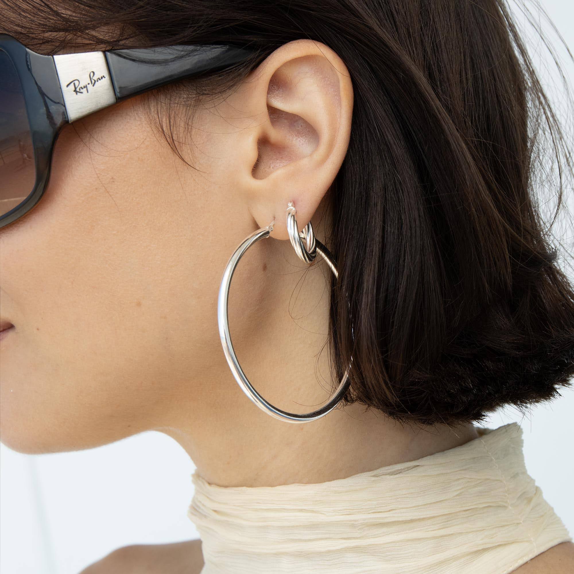 Sterling Silver Twisted Creole Hoop Earrings