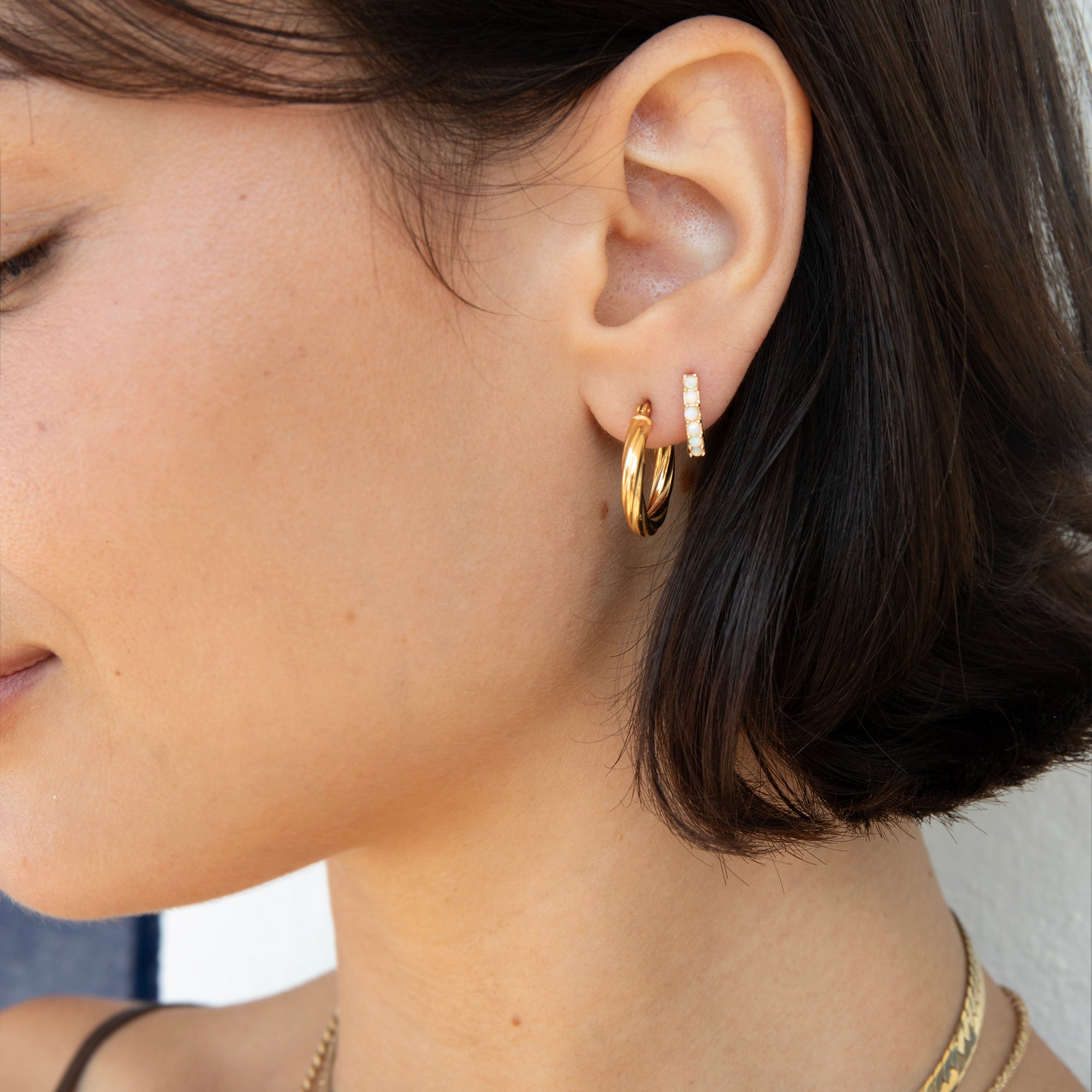 18ct Gold Plated Twisted Creole Hoop Earrings