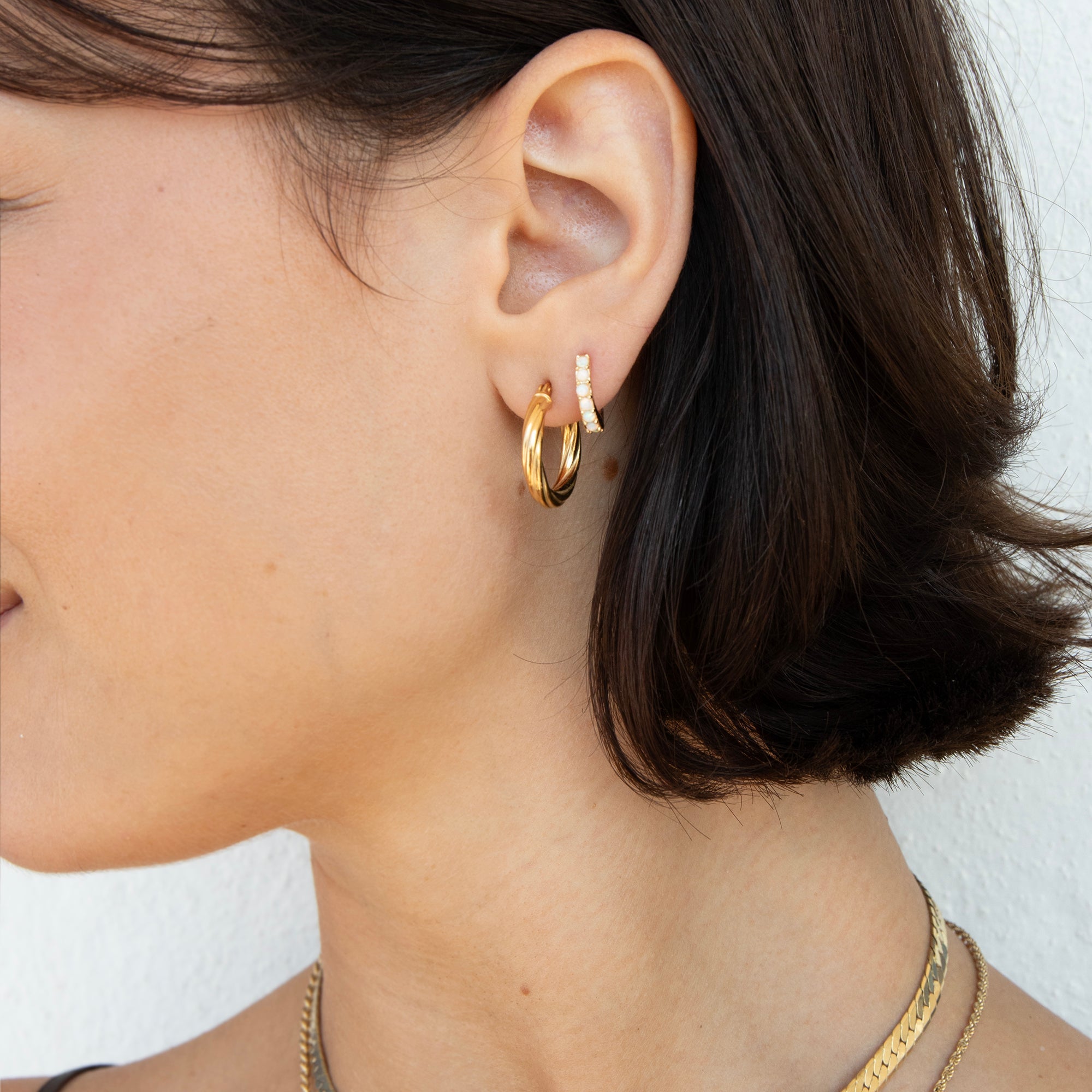 18ct Gold Plated Twisted Creole Hoop Earrings
