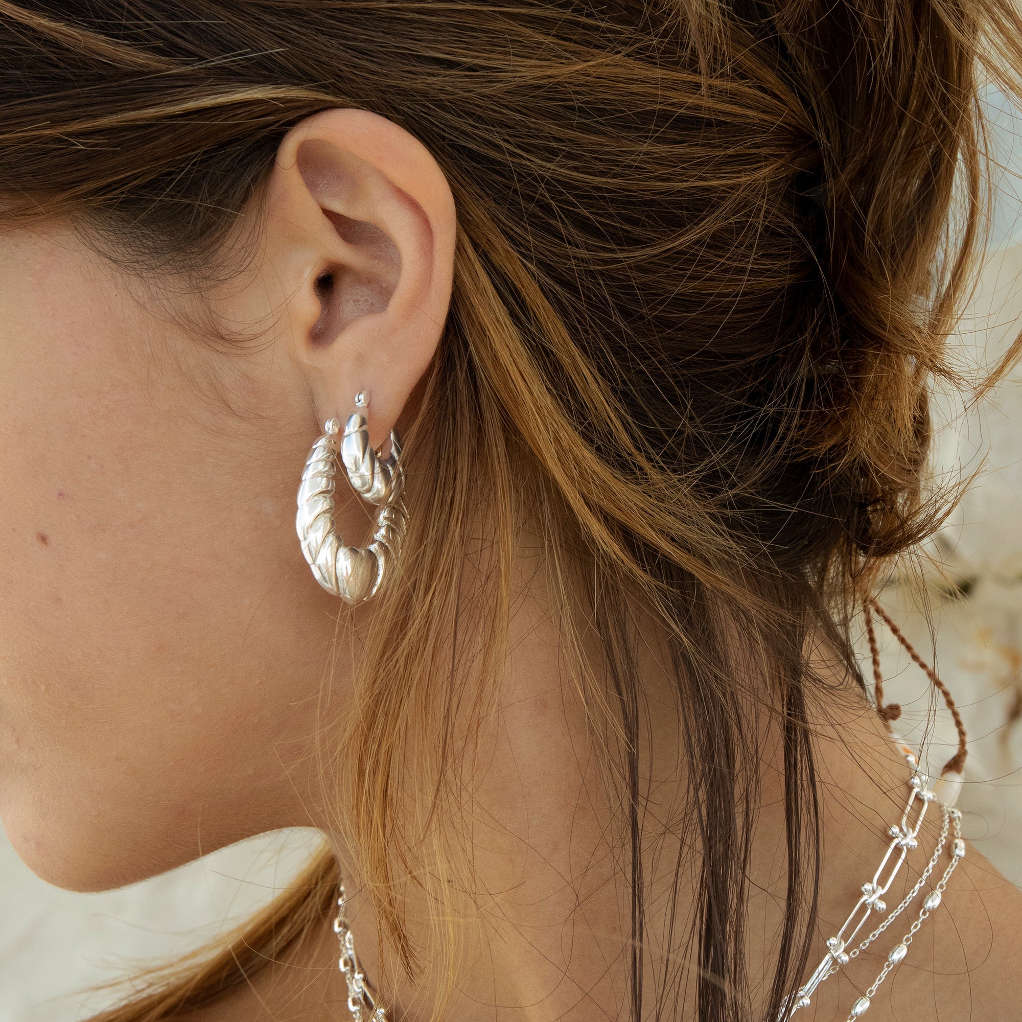 Sterling Silver Small Croissant Hoops