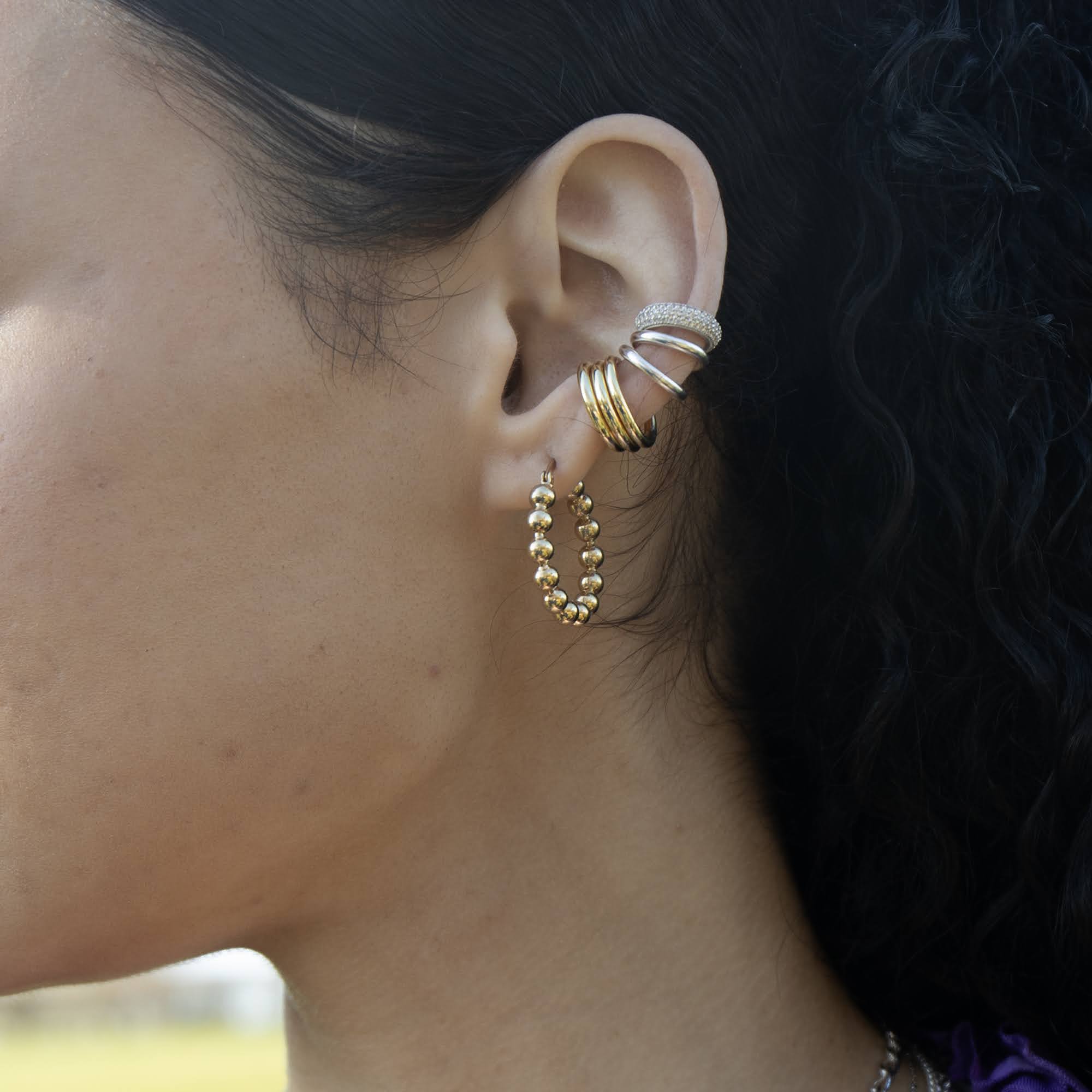 Bead Hoops 18ct Gold Vermeil Bubble Bead Hoops