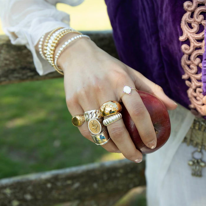 lady guadalupe ring - silver opal ring - chunky chain ring - seol gold